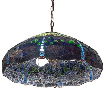 Meyda Lighting 26214 22" Wide Tiffany Hanginghead Dragonfly Pendant