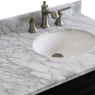 37" Single Sink Vanity, Dark Gray Finish With White Carrara Marble