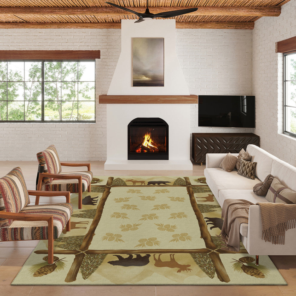 Indoor/Outdoor Excursion EX2 Beige Machine Washable 3' x 5' Rug