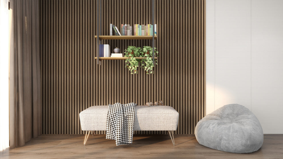 Acoustic Wood Wall Panels | Soundproof Paneling For Wall Decor, Silver Ash, Pack of 6, Acoustica Slim