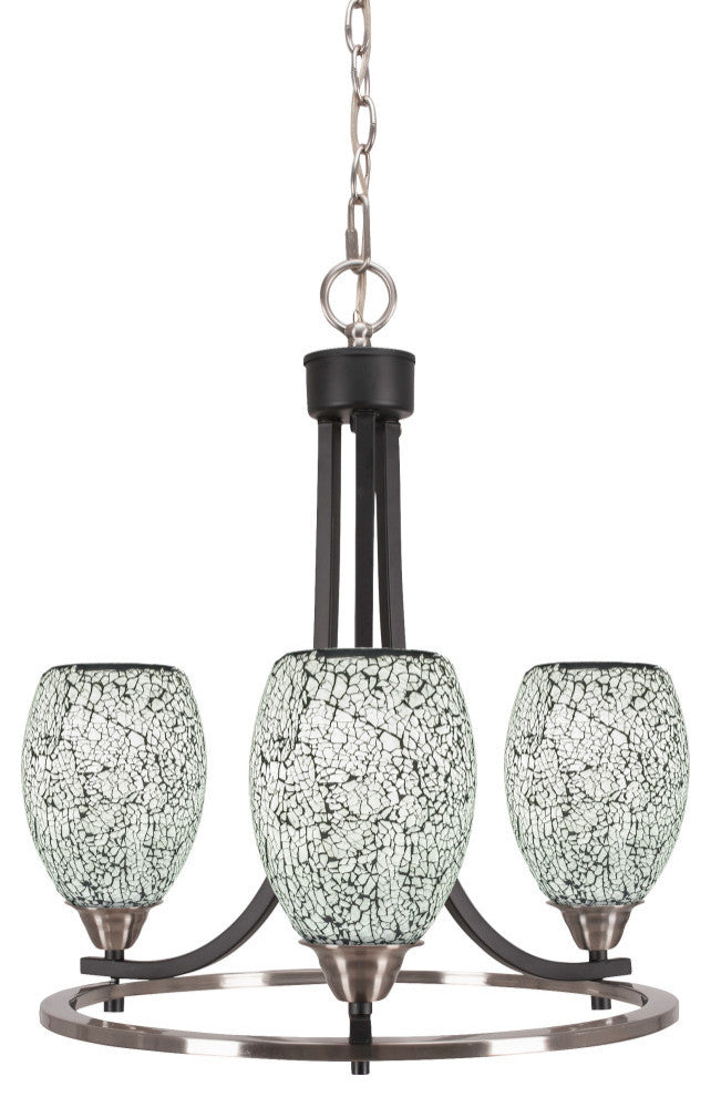 Paramount 3-Light Chandelier, Matte Black & Brushed Nickel, 5" Black Fusion