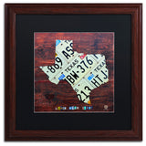 "Texas License Plate Map Large" Matted Framed Canvas Art by Design Turnpike