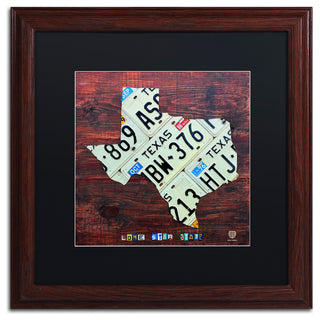 "Texas License Plate Map Large" Matted Framed Canvas Art by Design Turnpike