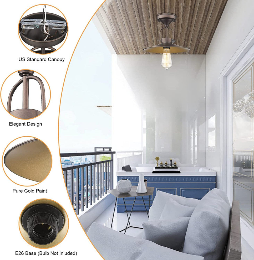 Farmhouse Light Fixtures Ceiling Mount Rust Flush Ceiling Lamp