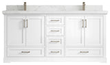Boston 72 Double Sink Bath Vanity in White 2" Calacatta Nuvo
