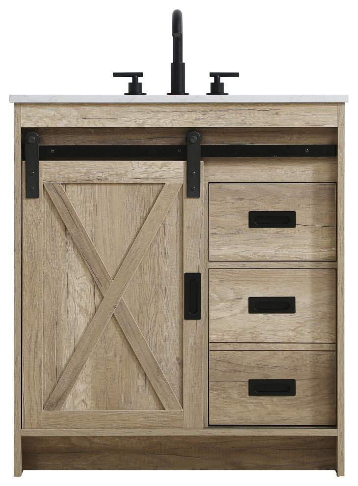 Home Living 30" Single Bathroom Vanity, Natural Oak
