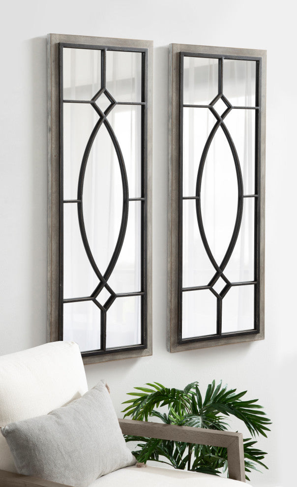 Bakersfield Wood Framed Mirror, Gray,16"x42"