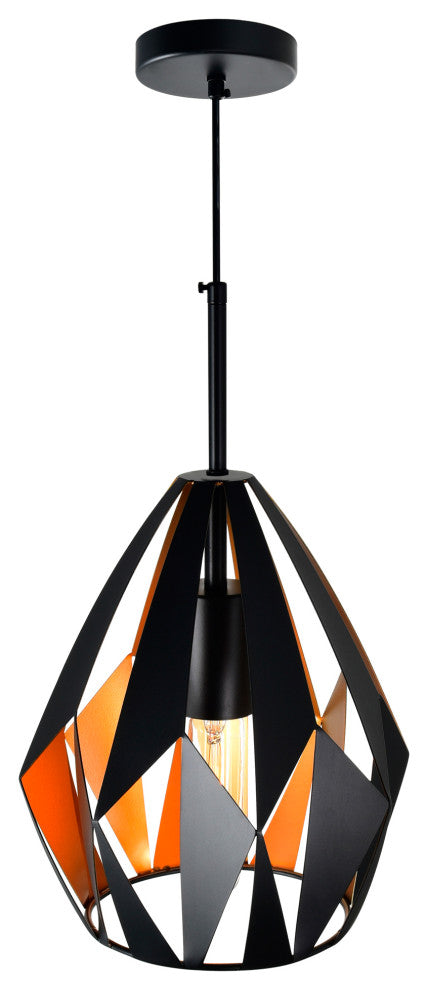 Oxide 1 Light Down Pendant With Black+Copper Finish