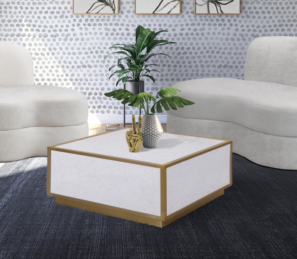 Glitz Coffee Table, White Faux Marble