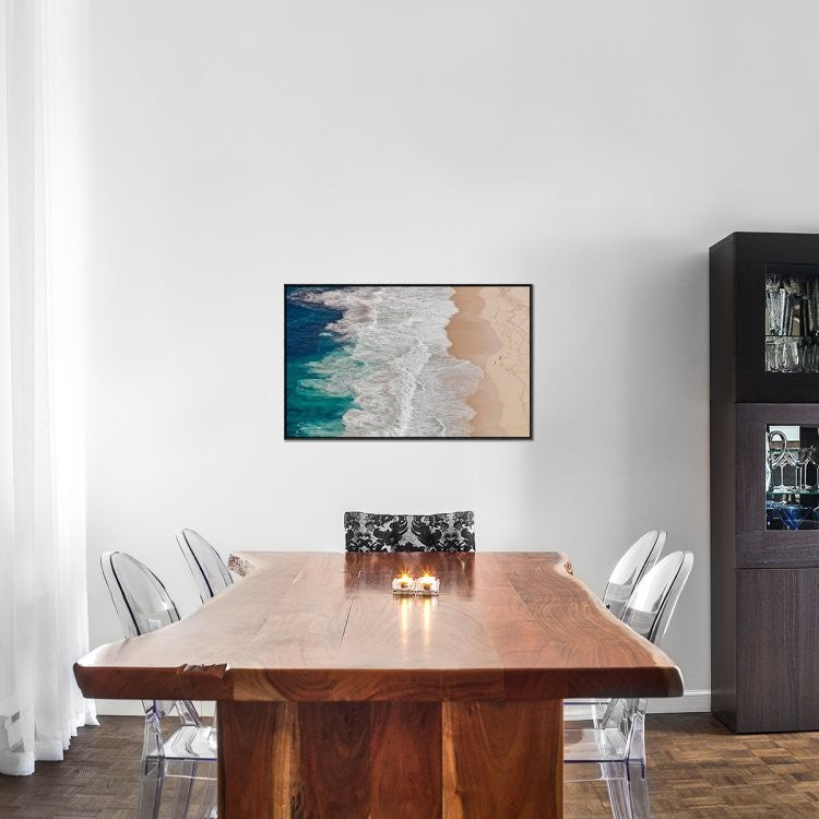 "Where The Ocean Ends" Framed Canvas Giclee by Andreas Feldtkeller, 37x23"