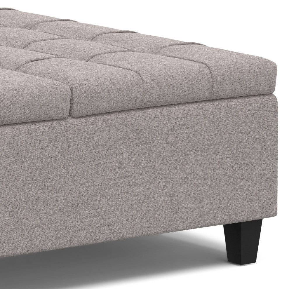 Harrison Large Square Coffee Table Storage Ottoman, Cloud Grey
