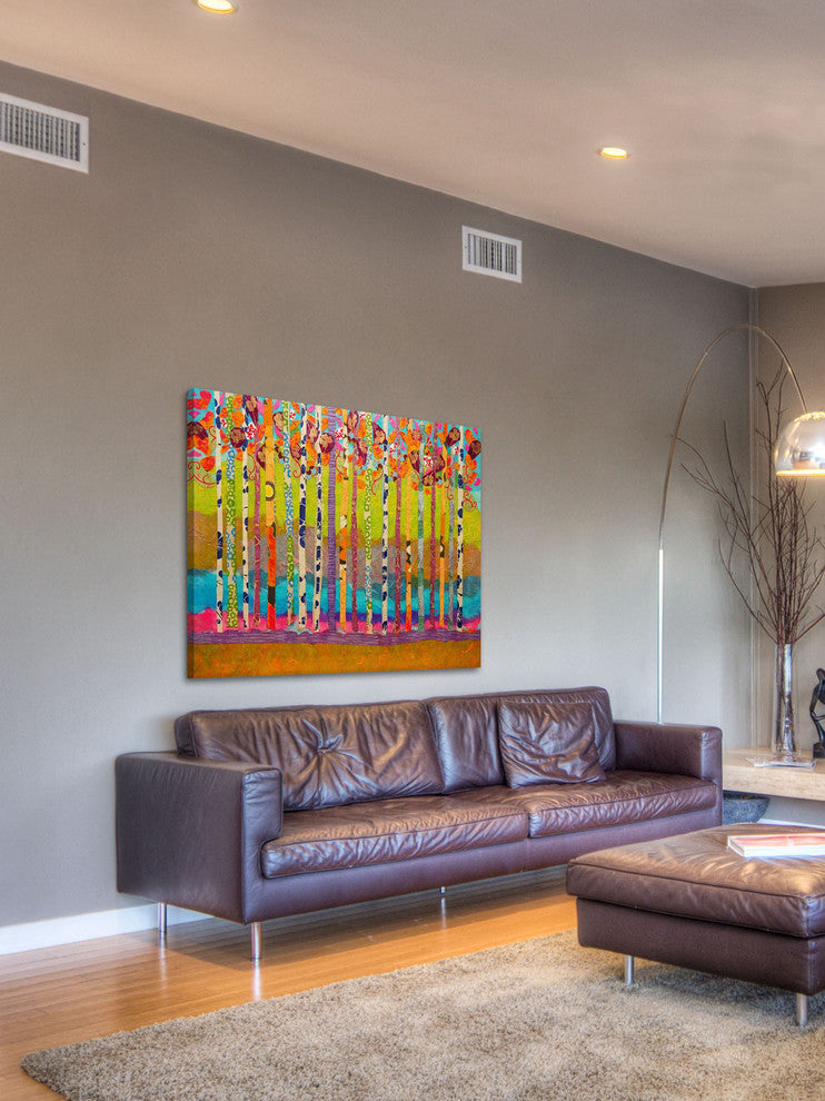 "Blooming Birch Trees" Painting Print on Canvas by Lisa Mee