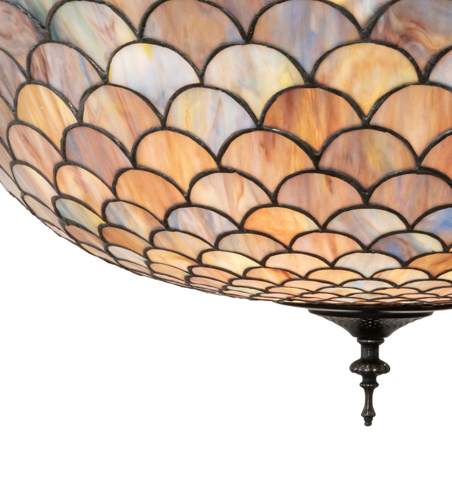 Meyda Lighting 230828 24" Wide Tiffany Fishscale Inverted Pendant