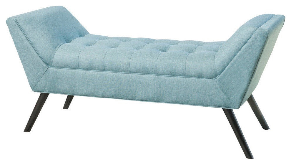 GDF Studio Rouvo Blue Fabric Ottoman Bench
