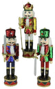 Decorative Wooden Sequin Jacket Christmas Nutcracker 14", 3-Piece Set