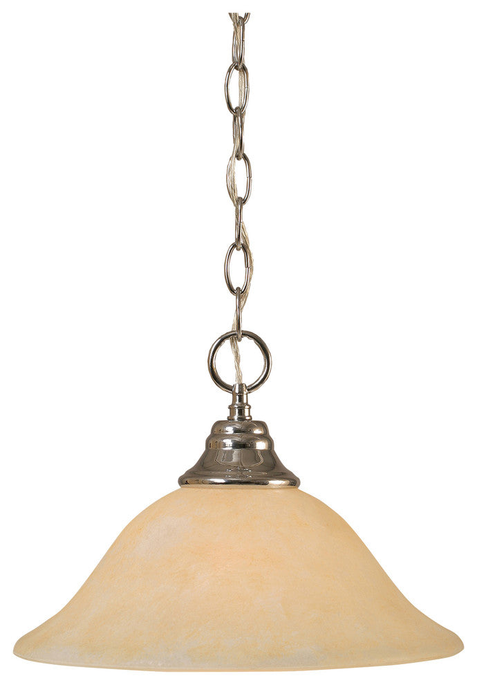 Chain Hung Pendant In Chrome, 12" Amber Marble Glass