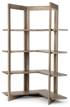 Light Brown Wooden Corner Shelving Unit