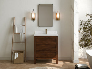 Elizabeth 30 Single Sink Bath Vanity in Dark Walnut Teak 2" Empira Quartz