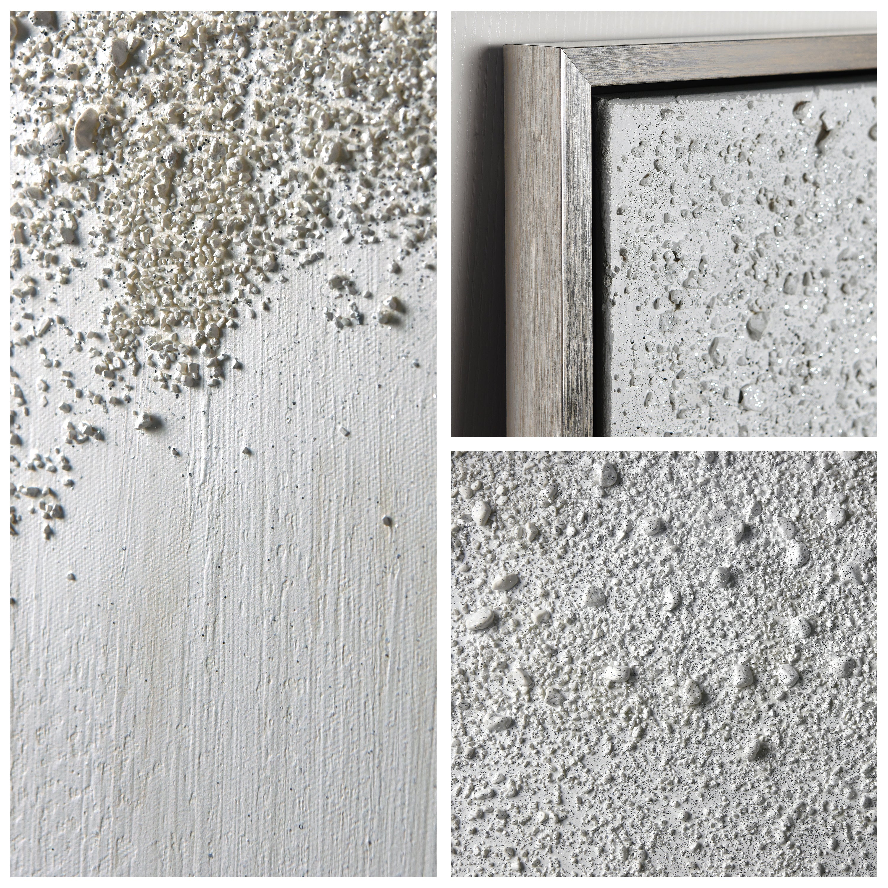 White Snow B Textured Metallic Hand Painted Wall Art Framed Canvas