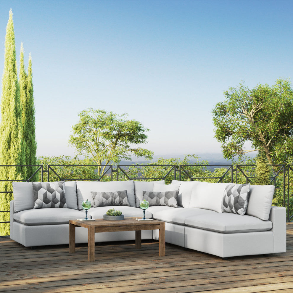 Modular Lounge Sectional Deep Sofa Set, White, Modern, Outdoor Hospitality