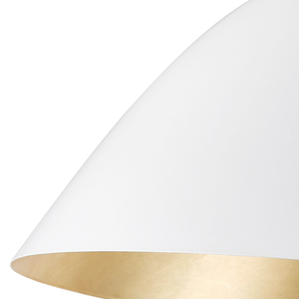 Farmhouse Gold Leaf Inside Semi Flush Mount Ceiling Light, White