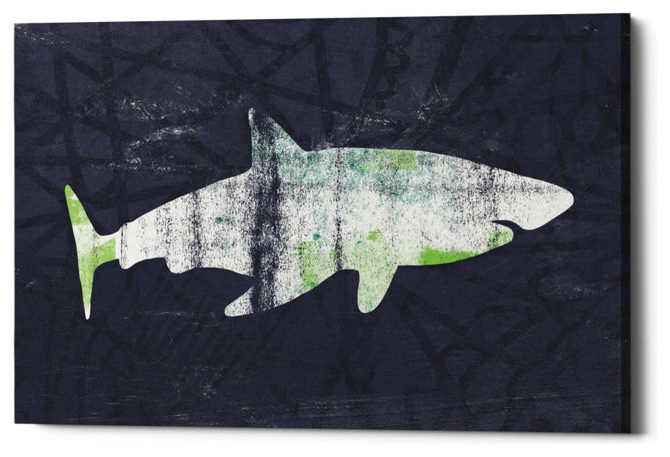 Epic Graffiti "Shark I" by Linda Woods, Giclee Canvas Wall Art, 12"x18"