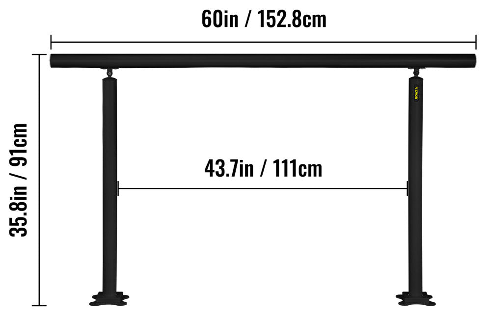 Outdoor Stair Railing Kit 5 FT Handrails Aluminum Stair Hand Rail, Black