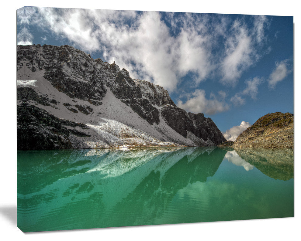 Clear Mountain Lake under Bright Sky, Landscape Canvas Art Print, 60"x28"