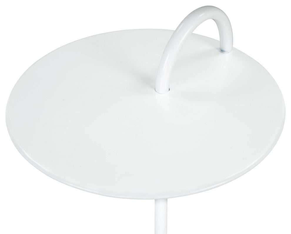 Sofa Side Table, Round, Artificial Marble, Iron Metal, White, Hospitality
