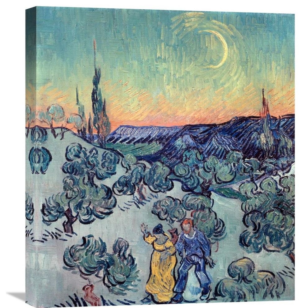"The Stroll, Evening" Stretched Canvas Giclee by Vincent Van Gogh, 18"x24"
