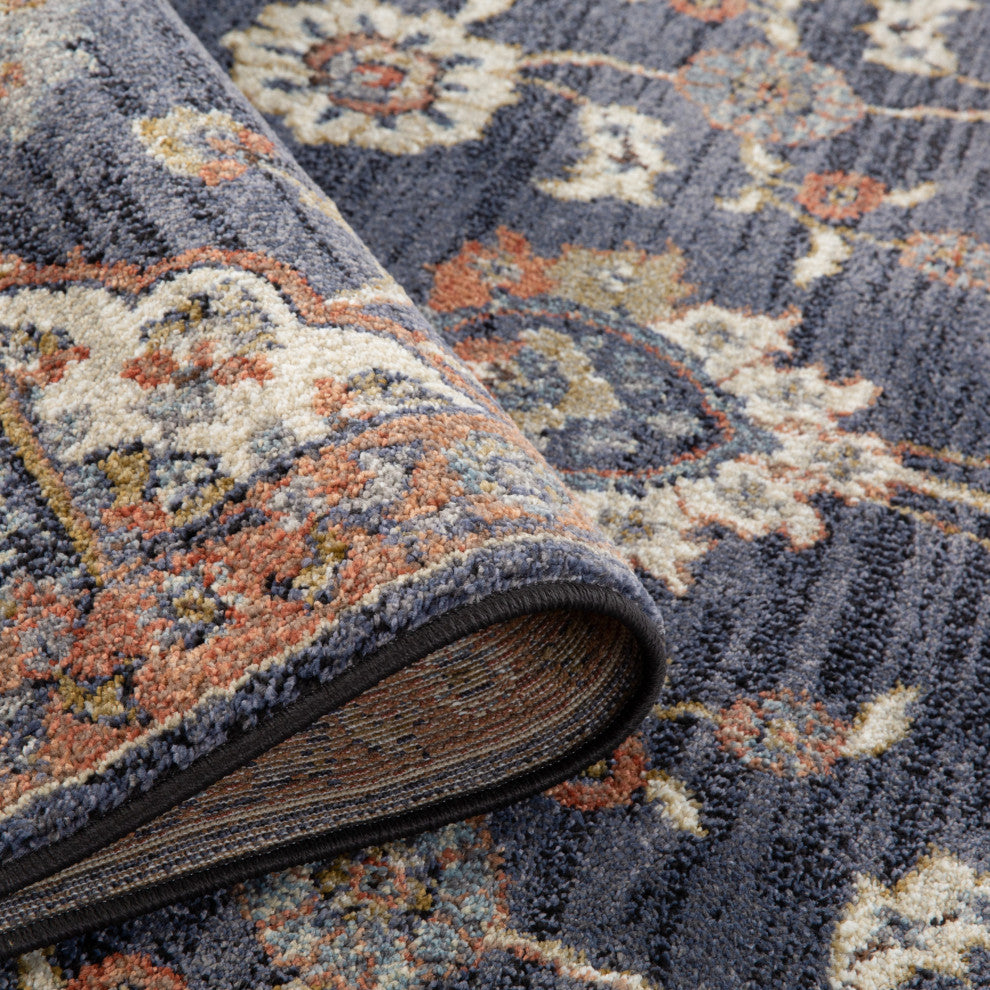 Jordan Bea Power-Loomed Polypropylene Area Rug, Navy Blue, 6'7"x9'