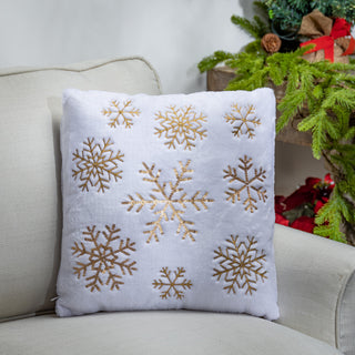 Set of 2, 16" Fabric Snowflake Design Pillows