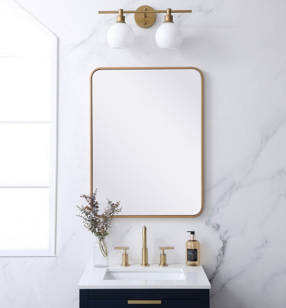 Elegant Decor MR802432BR Soft Corner Metal Rectangular Mirror, 24"x32"