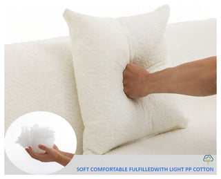 2-Piece Modular Sectional Sofa, Soft Crocheted Yarn Fabric, Creamy White