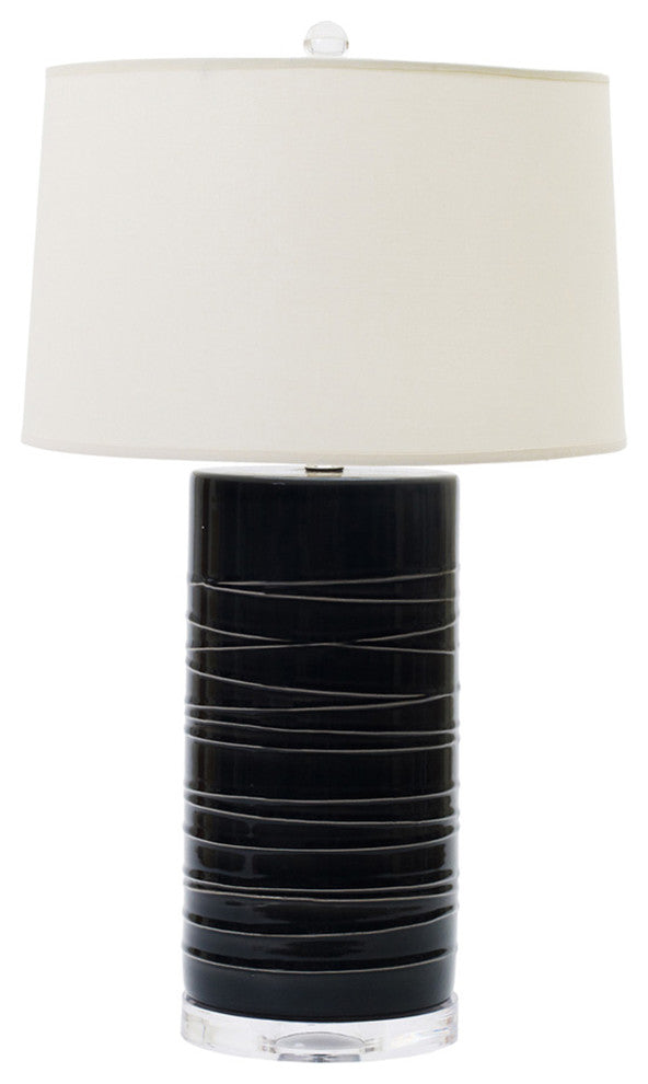 Fangio Lighting 25" Ceramic Table Lamp, Transparent Charcoal