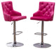 Upholstered 25"-33" Adjustable High Back Dining Stools Set of 2, Pink