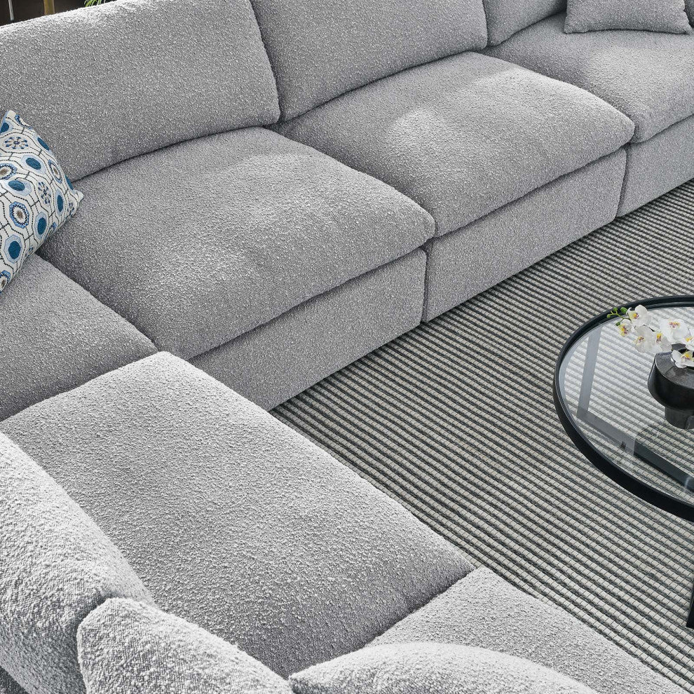 Commix Down Filled Overstuffed Boucle Fabric 6-Piece Sectional Sofa