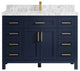 Cambridge 48 Single Sink Bath Vanity in Hale Navy Blue 2" Carrara Marble