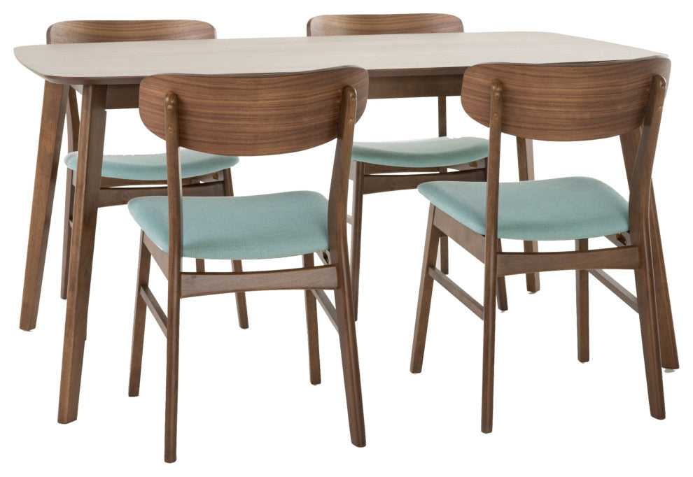 GDF Studio Lucille Mid-Century Modern 5 Piece Dining Set, Mint