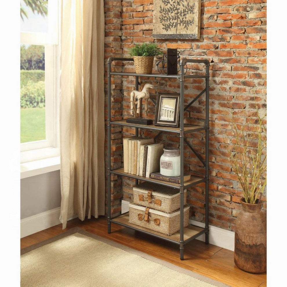 ACME Itzel Bookshelf, Sandy Gray and Oak
