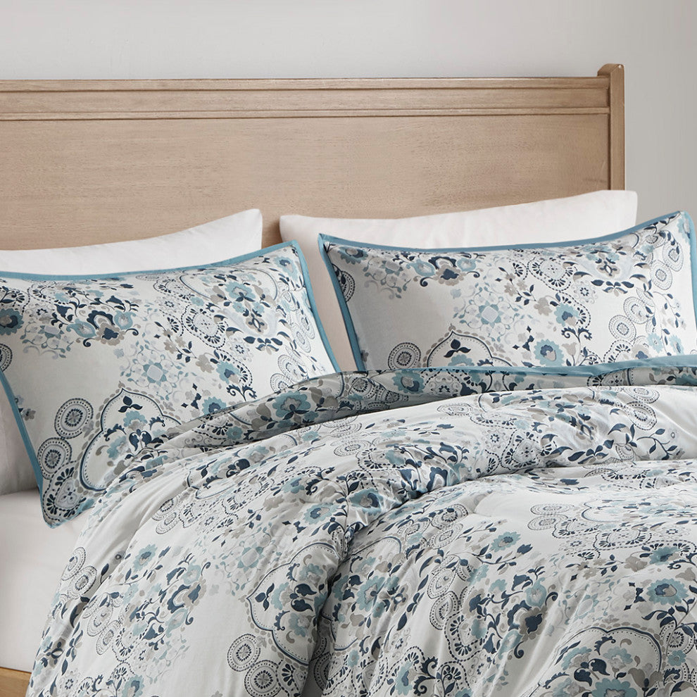Madison Park Brielle 3 Piece Floral Printed Cotton Comforter Set