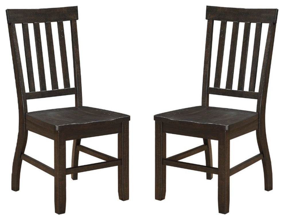 Set of 2 Wood Side Chair, Rustic Walnut Finish