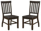 Set of 2 Wood Side Chair, Rustic Walnut Finish
