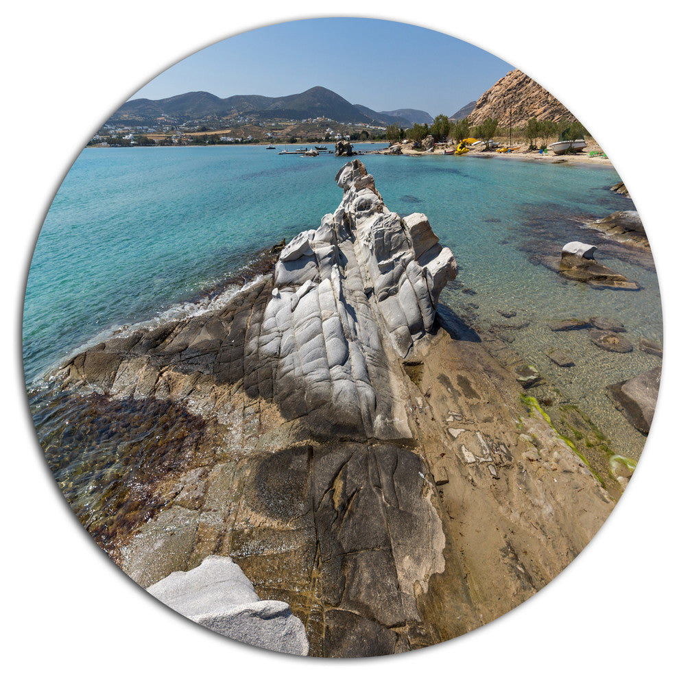 Clean Waters And Rock Formations, Landscape Disc Metal Wall Art, 11"