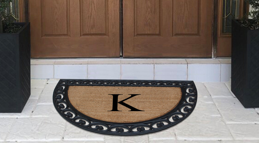 A1HC Half Round 30"x48" Double Door Monogrammed Doormat, K