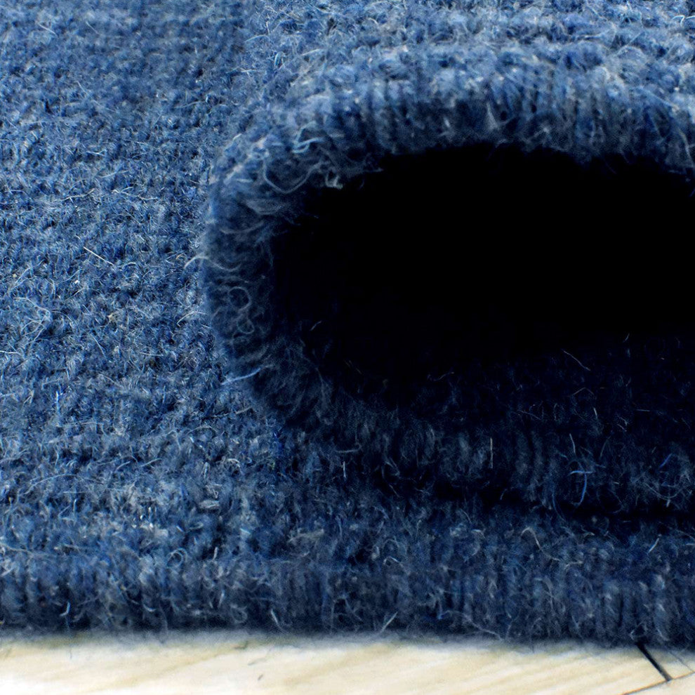 HAND WOVEN FLAT WEAVE KILIM WOOL ECO-FRIENDLY AREA RUGS, Rectangle, Blue, Solid, Blue, [Rectangle] 10'x13'