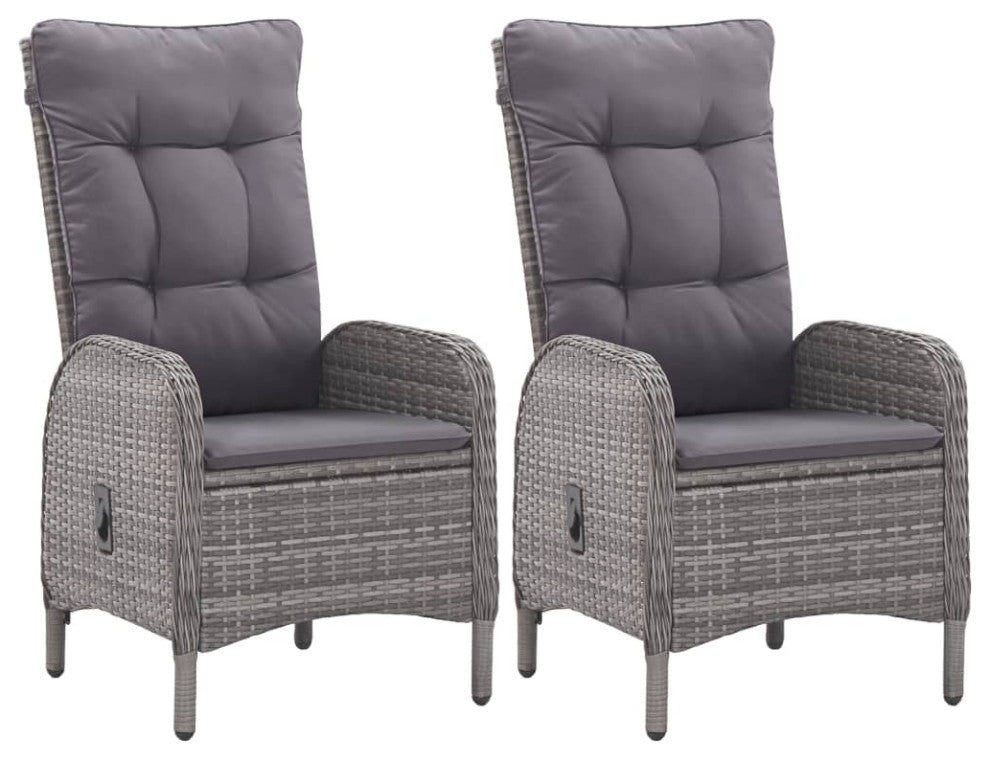 vidaXL Patio Dining Set 3 Piece Poly Rattan and Glass Gray Garden Furniture