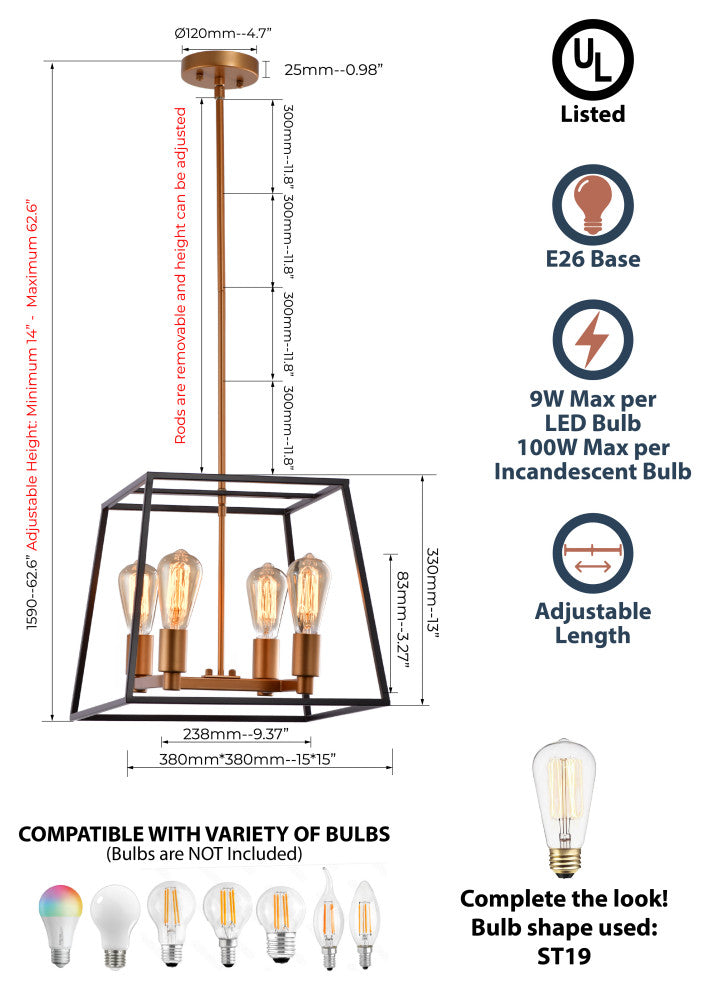 Lazzur Aisne 4 Light 15" Matte Oil Rubbed Bronze Pendant