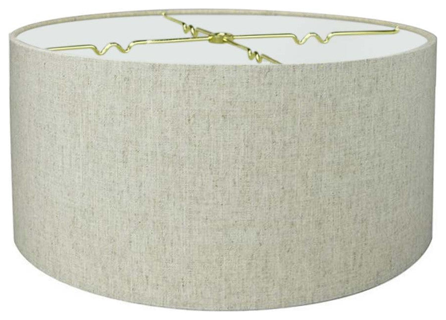 Granite Burlap Hardback Drum Lampshade 16"x16"x9", Textured Oatmeal