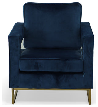 Adadon Velvet Upholstered Armchair - Navy Blue